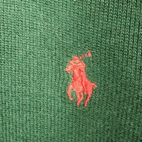 Polo Ralph Lauren Dark Green 100% Cotton Knit Quarter Zip Sweater - Picture 2 of 5